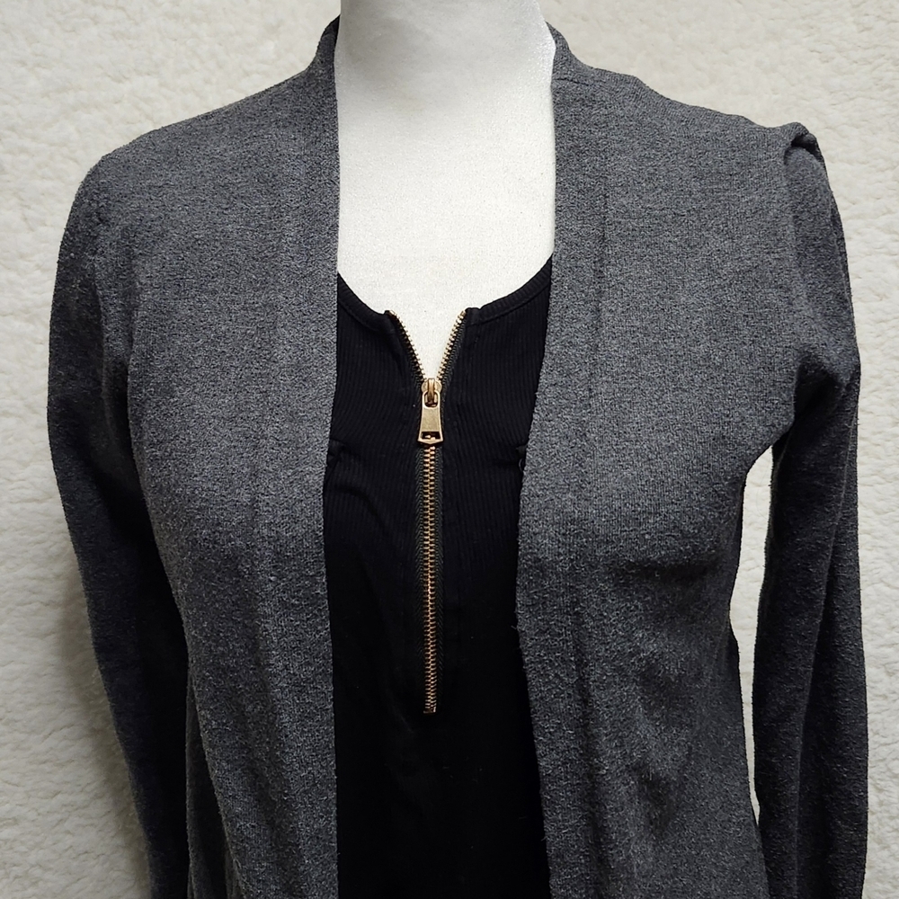 Susina Charcoal Gray Open-Front Women's Cardigan
